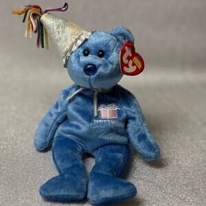 TY Beanie Baby “September” Birthday Bear – Blue Plush (Hang Tag Attached!)